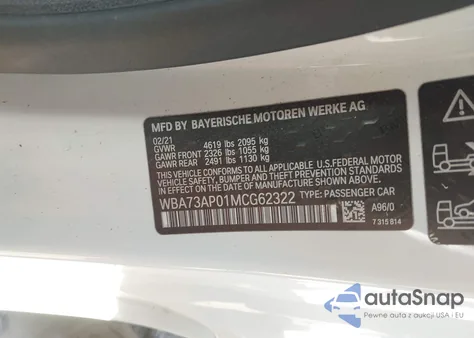 2021 BMW 430I xDrive from USA, damaged, VIN WBA73AP01MCG62322
